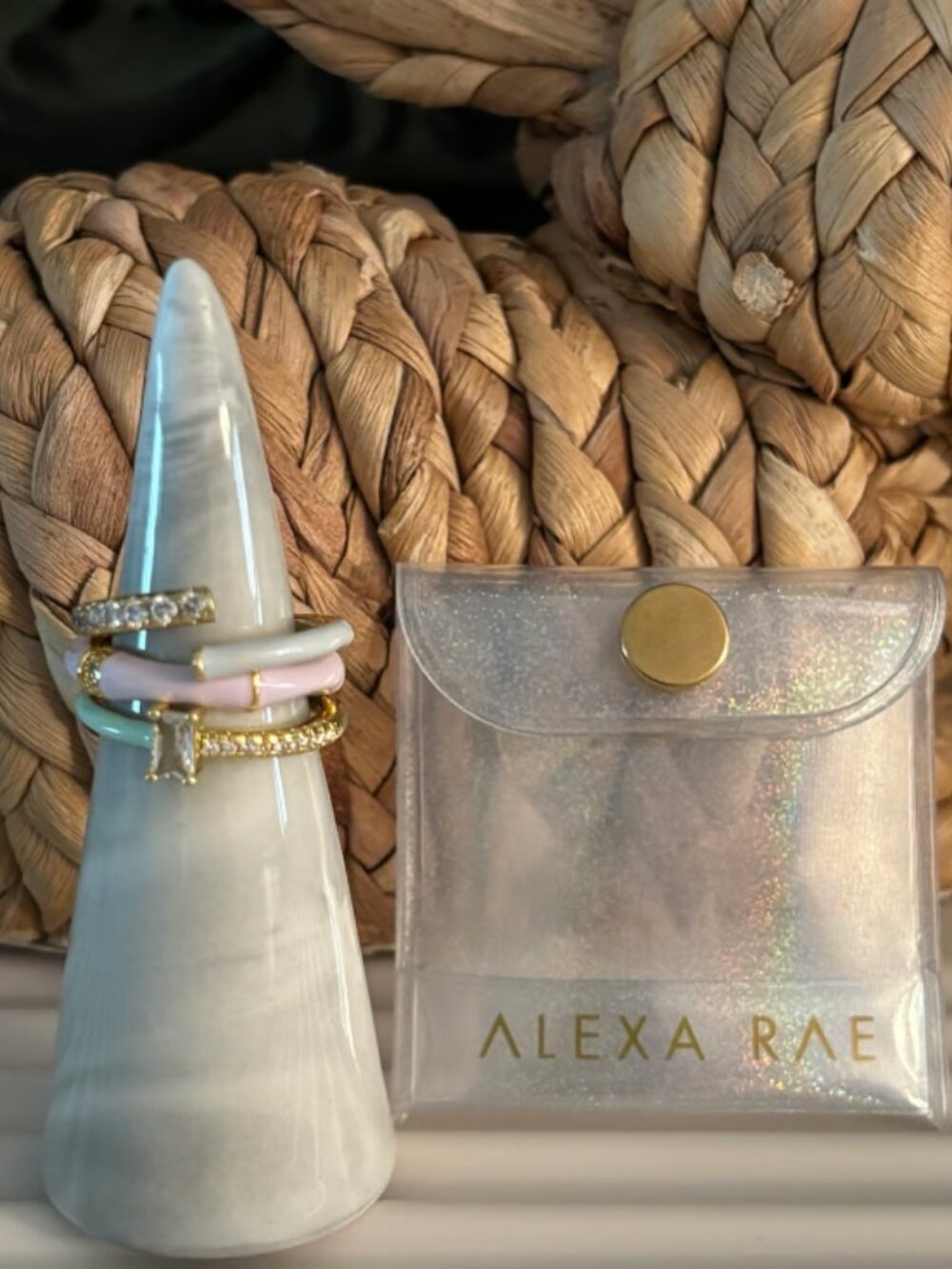 Bar By Alexa Rae- Capri Rose Ring Set- Pastel Dream in Gold